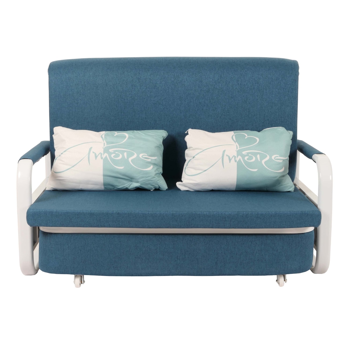 Schlafsofa HWC-M83, Schlafcouch Couch Sofa, Schlaffunktion Bettkasten Liegefläche, 130x185cm ~ Stoff/Textil dunkelblau