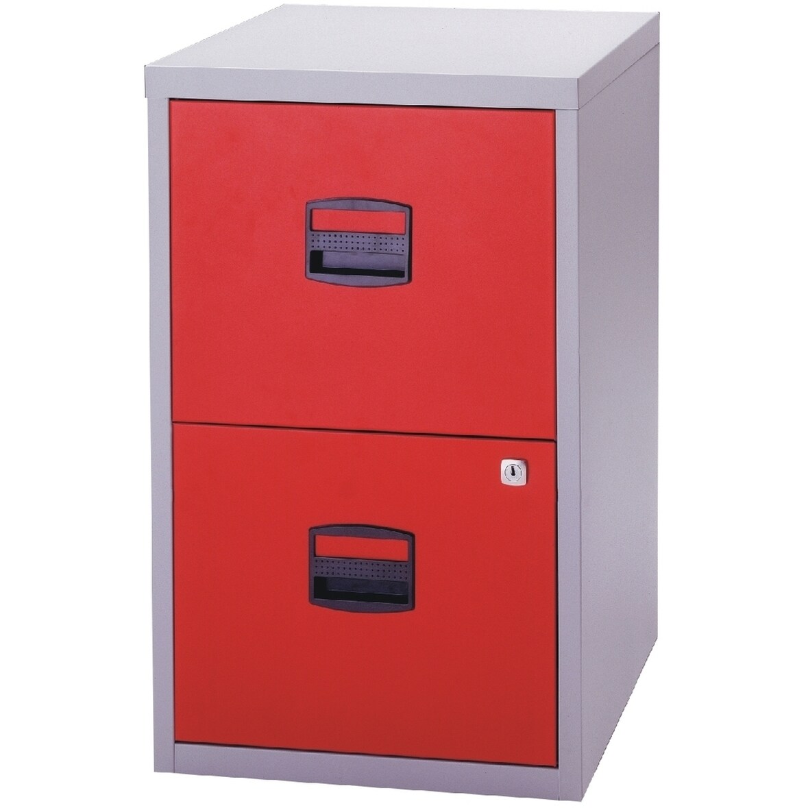 Hängeregistraturschrank 2 Schübe 1-bahnig lichtgrau/kardinalrot