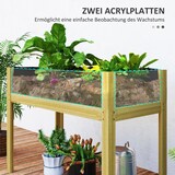 thumbnail of Hochbeet aus Holz Naturholz 110x50x80 cm mit Acrylplatten, Entwässerungslöchern und Stofffutter, wetterbeständiger Pflanzkasten für Garten und Balkon
