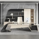 thumbnail of Moderner Schreibtisch 180 cm mit Sideboard – Design Bürotisch Executive Desk Weiß Schwarz