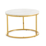 thumbnail of Mesa de centro redonda 60 cm em metal cromado com tampo melamínico efeito mármore, design moderno, elegante, para sala de estar, sala de espera – OLEK