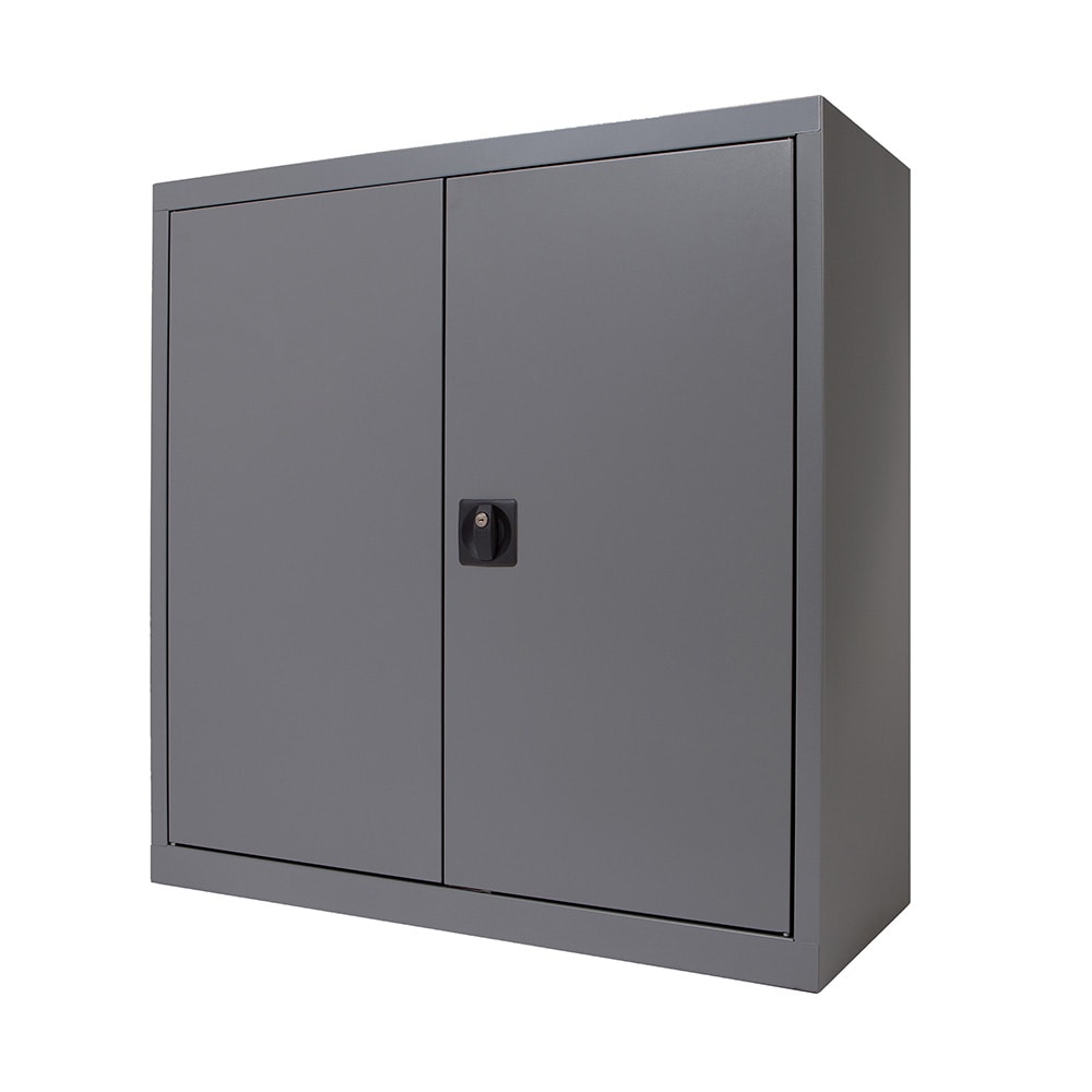 Armários de metal com portas de batente Rocada 80x70x45cm (comprimento x altura x profundidade) cor antracite ral 7015 inclui 1 prateleira.