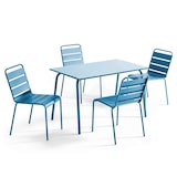 thumbnail of Set di tavolo e 4 sedie in metallo blu Pacifico