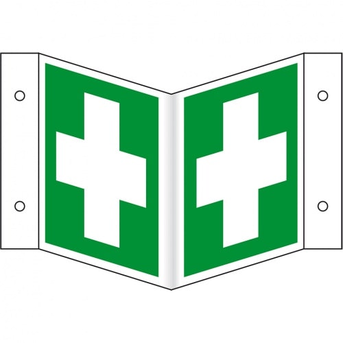 Schild I Rettungs-Nasenschild Erste Hilfe, Kunststoff, 200x200mm, ASR A1.3, DIN EN ISO 7010 E003