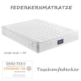 thumbnail of Merax Federkernmatratze, 7 Zonen Kaltschaum Matratze, Taschenfederker, 160x200cm, Härtegrad H3, 25cm Höhe