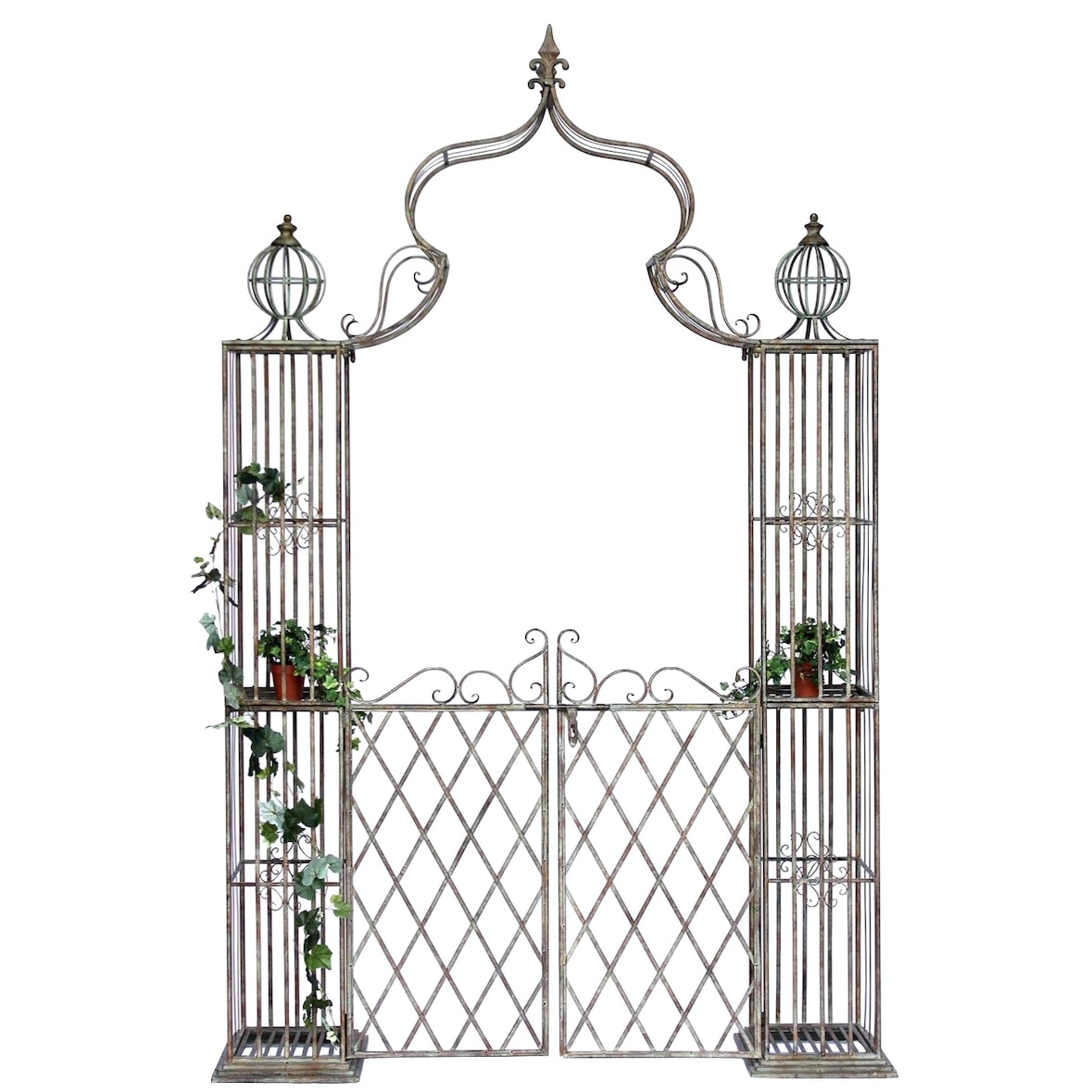 DanDiBo Rosenbogen mit Tor Pforte Metall 275x170 cm Rundbogen Torbogen Pergola 110241 Schmiedeeisen Rankhilfe Gartentor