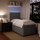 thumbnail of vidaXL Boxspringbett mit Matratze Dunkelgrau 90x200 cm Samt