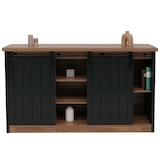 thumbnail of Sideboard HWC-K75, Highboard Étagère Armoire Porte coulissante 7 compartiments Aspect bois Métal industriel 84x150x40cm ~ marron-noir