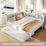 thumbnail of Daybett 140x200 Ausziehbett mit LED-Beleuchtung, USB-Anschluss, Stauraumregalen, Weiß, Lattenrost inklusive