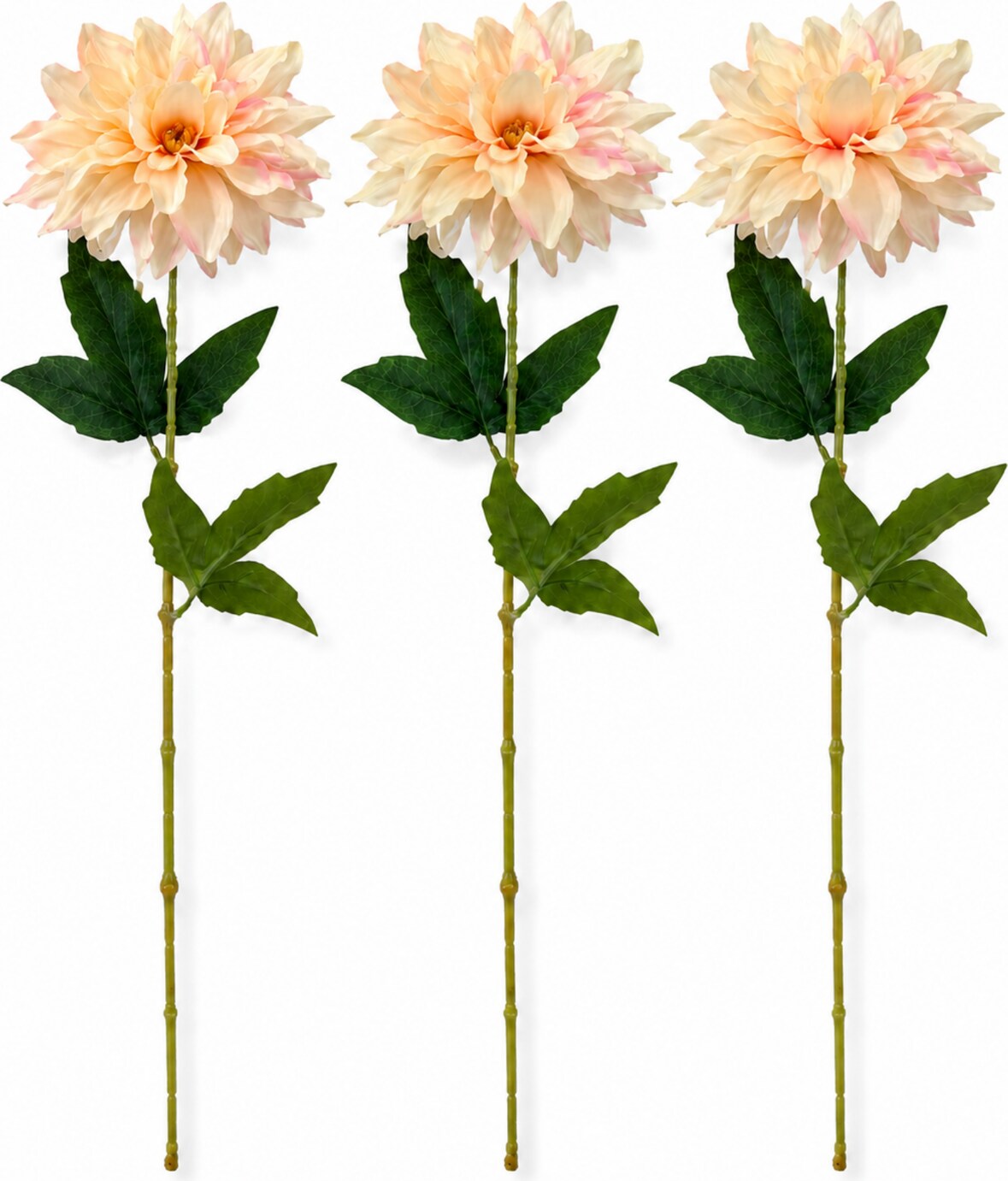LAYBA Künstliche Dahlie 3er-Set Creme Apricot 60 cm