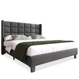 thumbnail of Polsterbett 140x200 cm mit Lattenrost – klassisches Design, gepolstertes Kopfteil, stabiler Leinenbezug, kein Boxspring nötig, Grau
