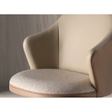 thumbnail of Angel Cerdá Sgabello girevole in tessuto crema screziato e similpelle marrone 4232C 54 x 57 x 87