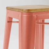 thumbnail of Lot de 4 tabourets de bar en métal mat terracotta et bois