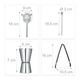 thumbnail of Relaxdays Cocktailset 5-teilig, rostfreier Edelstahl, Shaker, Sieb, Barlöffel, Zange, Cocktail Shaker, Barmaß, silber