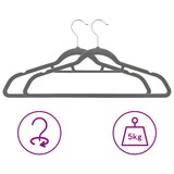 thumbnail of vidaXL 50 Stk. Kleiderbügel-Set Anti-Rutsch Grau Samt