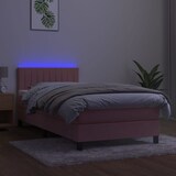 thumbnail of vidaXL Boxspringbett mit Matratze & LED Rosa 90x190 cm Samt