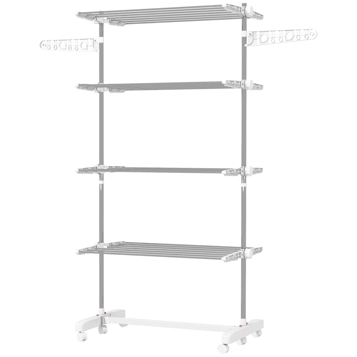 Tendedero Plegable 6 Ruedas 3 y 4 Niveles Estantes Tubo Acero Inox Tendero Ropa
