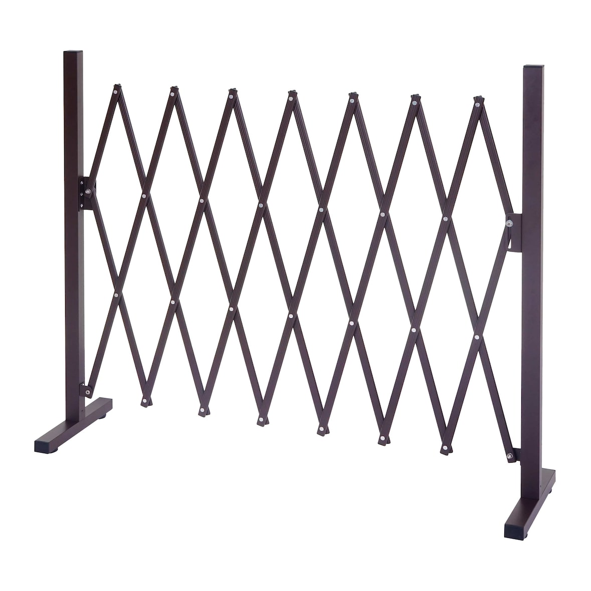 Décoshop26 - Barrera de malla tipo tijera rejilla extensible de protección para animales aluminio marrón altura 103 cm ancho 04_0003378