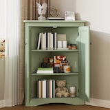 thumbnail of Merax meuble d'angle 80 cm, armoire polyvalente avec 2 portes et 3 niveaux, MDF laqué, vert