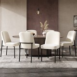 thumbnail of Esszimmerstuhl 6er Set Samt Beige 82x53x43 cm mit schwarzem Metallgestell, dick gepolsterter Sitz, modern minimalistisches Design