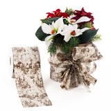 thumbnail of 30m Rolle Geschenkband 75mm wasserfest Polyband Dekoband Schleifenband zum Basteln Herbst Weihnachten Floristik mit Muster Birkenrinde Weiß Schwarz