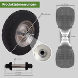 thumbnail of 2x Schubkarrenrad pannensicher Vollgummi 4.80/4.00-8 grau/schwarz + Achse Ersatzrad Reifen PU