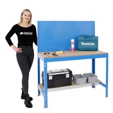 thumbnail of PROREGAL Proregal Werkbank Quick-Buffalo mit Werkzeugwand | HxBxT 84x120x61cm | Traglast 600kg | Blau | Holzplatte