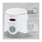 thumbnail of Clatronic FRR 2916 Freidora Fondue, 1 L, 6 Tenedores Fondue, Termostato Regulable, Filtro Antiolores Humos 900W Blanco/Gris