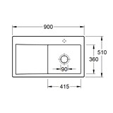 thumbnail of Villeroy&Boch Spülbecken mit Abtropffläche links, Subway Style 50 Steam Grau 90x51cm, Keramik, Handbetätigung