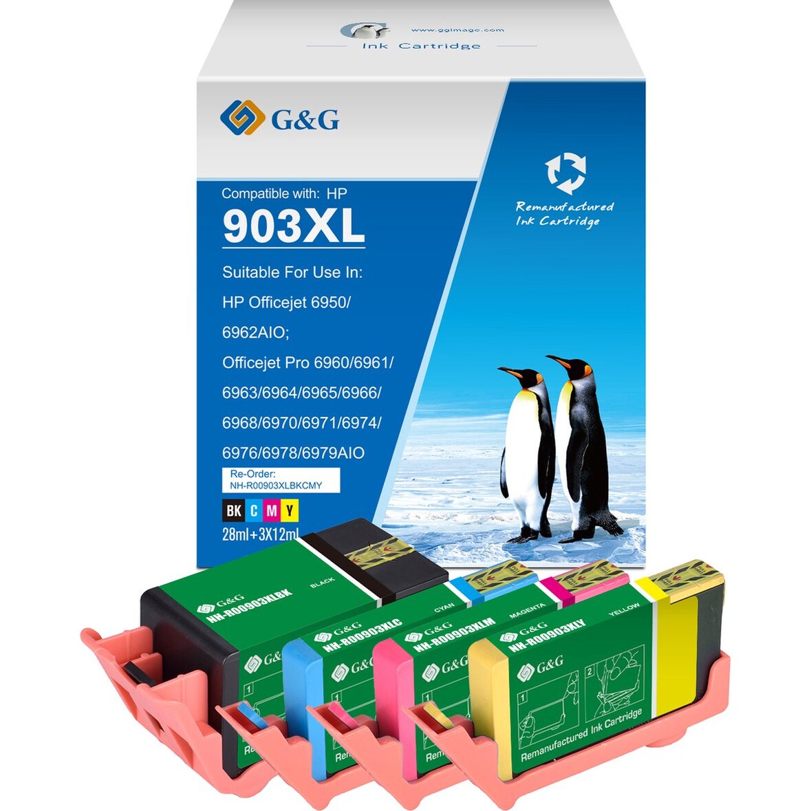G&G 903 XL Inktcartridge geschikt voor HP 903 903XL - Multipack 4 Inktpatronen - Hoge Capaciteit