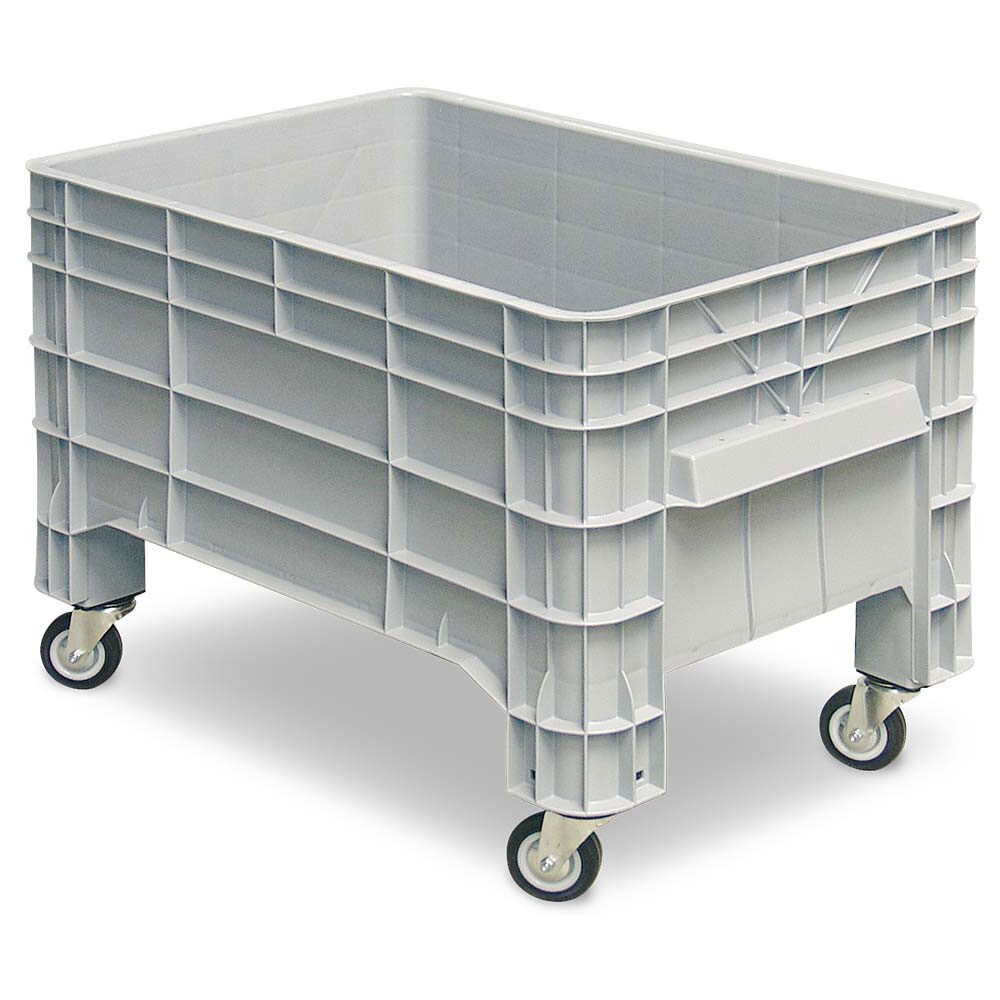 Palettenbox mit 4 Rollen, LxBxH 1030x630x675 mm, 215 l, Boden/Wände geschlossen