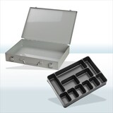 thumbnail of PROREGAL Stahlblechkästen mit Spannverschluss 11 Fächer | HxBxT 5x33x23cm | Lichtgrau