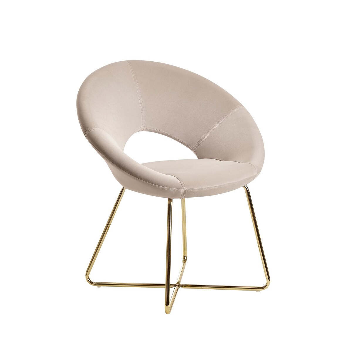 Esszimmerstuhl `Neto`: Samtbezug, Metallbeine, Kunststoffnoppen. Beige | Kadima Design