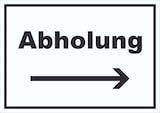 thumbnail of Abholung Schild mit Text und Richtungspfeil rechts Post waagerecht A0 Rückseite selbstklebend