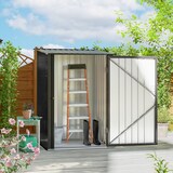 thumbnail of Cobertizo de jardín 0,92 m² 100x103x160 cm caseta de jardín metálica con 1 puerta y cerradura para almacenamiento de herramientas gris oscuro