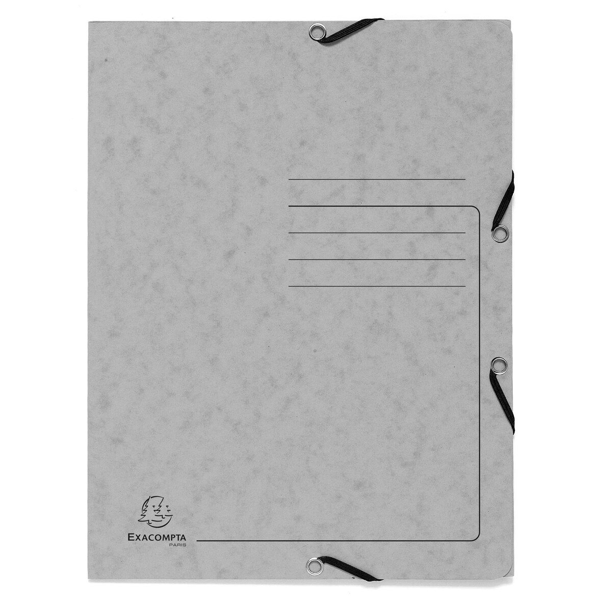 Exacompta  Cod. 55423E - Cartella 3 lembi stampata con elastici in cartoncino lustré 355 g/mq - 24x32cm grigio - Confezione da  25 pz.