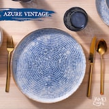 thumbnail of James Cooke Azur Steingut Geschirr-Set für 6 Personen – weiß blau, Relief stumpf