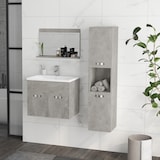 thumbnail of kleankin Conjunto de Móveis Casa de Banho 3 Peças com Espelho Móvel com Lavatório Cerâmico e Coluna de Casa de Banho Cinza