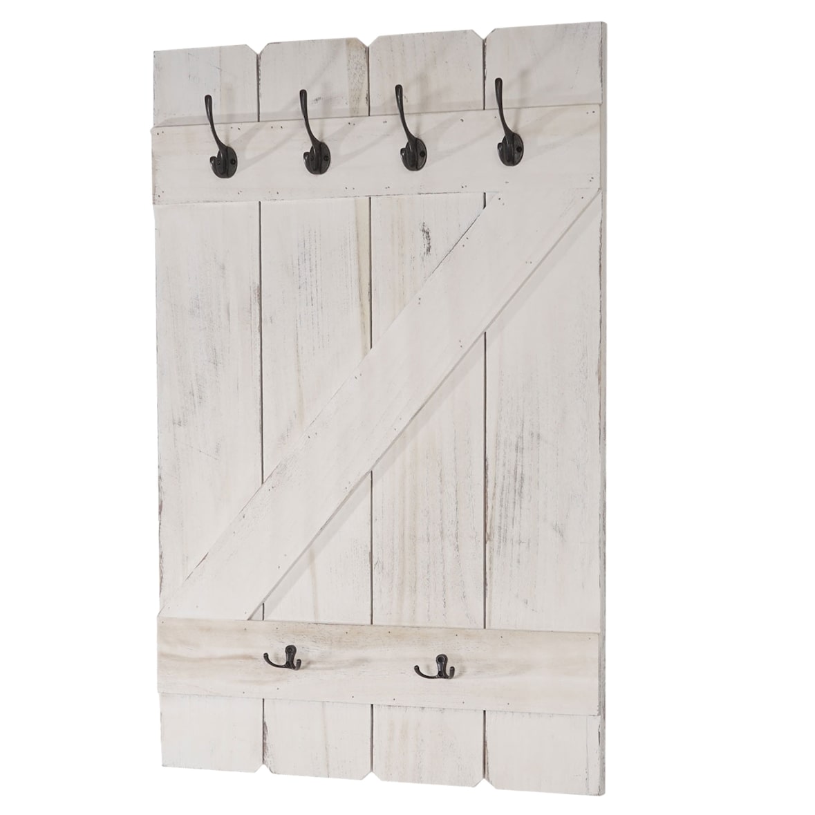 Wandgarderobe HWC-D13, Garderobe Garderobenpaneel, 6 Haken 91x60cm ~ weiß shabby
