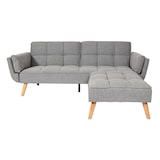 thumbnail of Schlafsofa HWC-K18 mit Ottomane, Couch Sofa Gästebett, Schlaffunktion 218x175cm ~ Stoff/Textil hellgrau