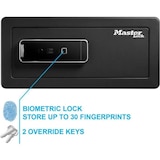 thumbnail of Master Lock LX110BEURHRO Coffre-fort biométrique pour protéger les biens de valeurs, Noir, 19,5 x 43 x 37 cm MASTER LOCK