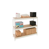 thumbnail of SimonRack Industrieregal, 1500x1200x600 mm, 600 kg am Biegepunkt, 3 Holzböden, Garagenregal, Weiss/Holz- Simonforte