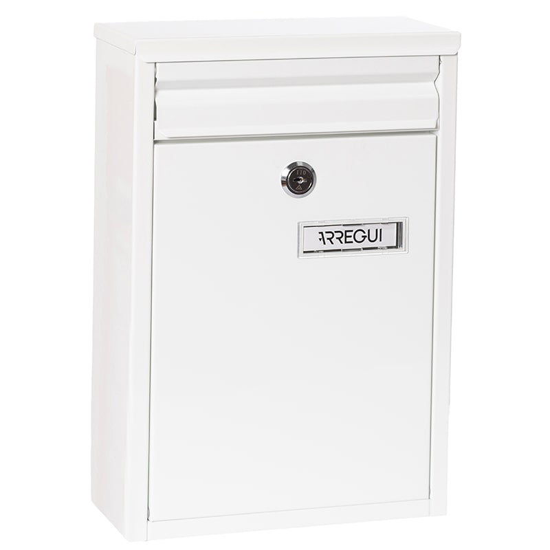 ARREGUI Zaguán E5751 Caixa de Correio Exterior em Aço, Caixa Postal Pequena de Parede, Caixa de Correio com Bocal Traseiro Colector de Cartas, Branco
