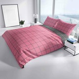 thumbnail of Baumwolle Bettwäsche 200x200 cm Rosa Grau kariert Wendeseite Reißverschluss 3 tlg