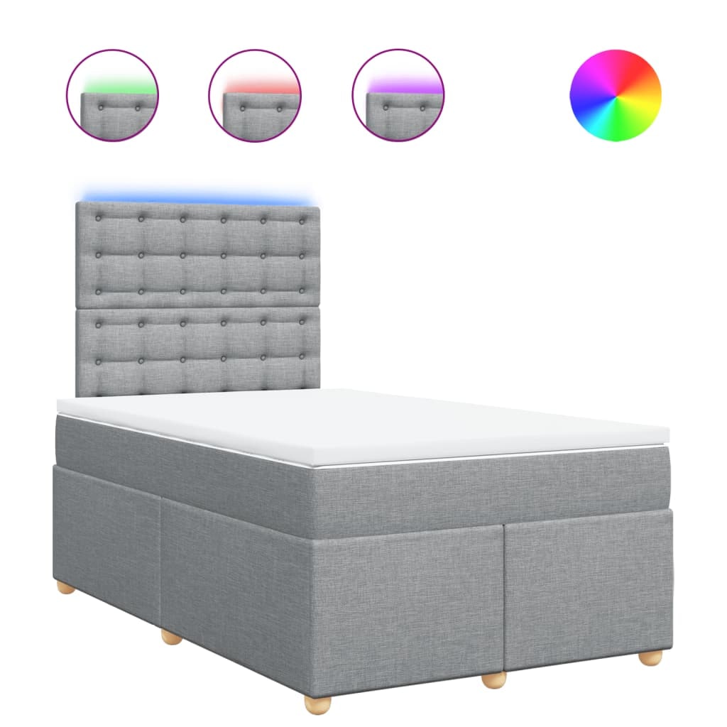 vidaXL Boxspringbett mit Matratze Hellgrau 120x190 cm Stoff