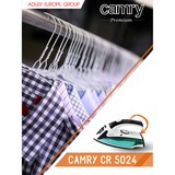 thumbnail of Camry CR 5024 Plancha Ropa Vapor Viaje, Mango Plegable, Regulador Temperatura, Golpe Vapor, Antiadherente 1500W Blanco/Verde