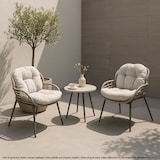 thumbnail of Set in poly rattan HWC-N33, set da balcone set da giardino gruppo di sedute sedia tavolino ~ grigio, rivestimento grigio chiaro