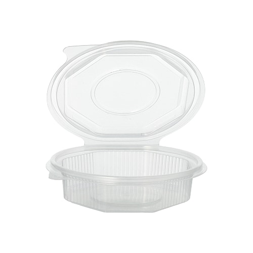 Starpak 50 Verpackungsbecher mit Klappdeckeln, PP 8-eckig 250 ml 2,8 cm x 11 cm x 11 cm transparent
