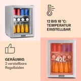 thumbnail of Brooklyn 42 Mini-Kühlschrank Glastür LED Ablage Silber
