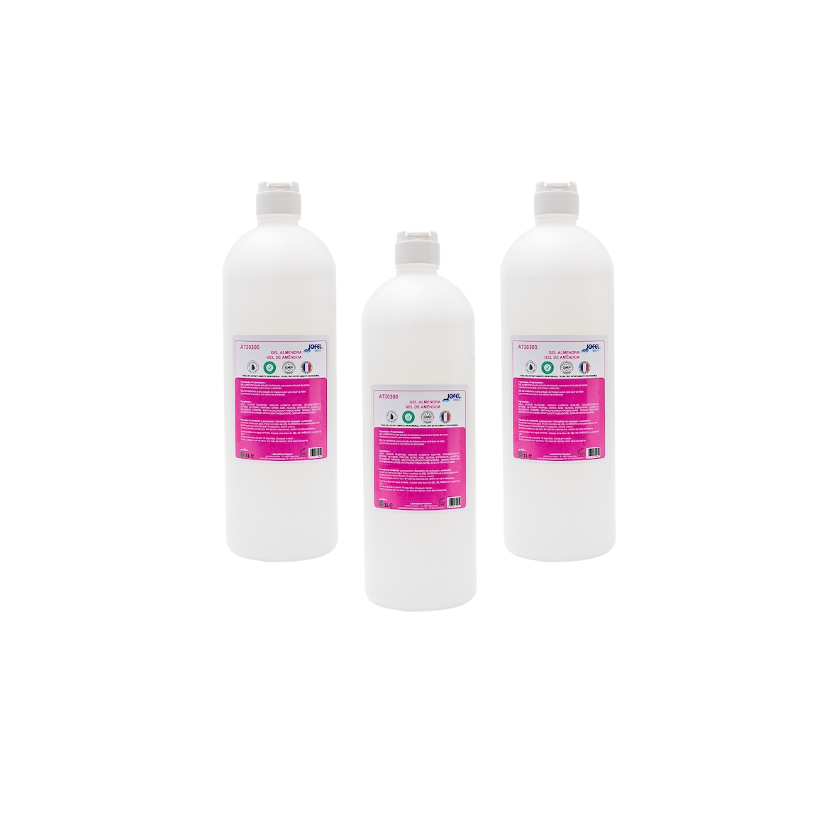 Jofel - Pack 3 litros de jabón en Gel Almendra, para dosificadores de jabón rellenables, 3 x 1 L